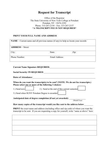 51989455-fillable-suny-potsdam-transcript-request-form-potsdam