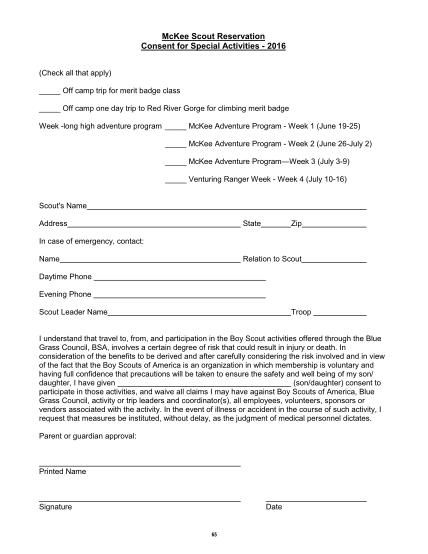 20 bsa activity consent form page 2 - Free to Edit, Download & Print ...