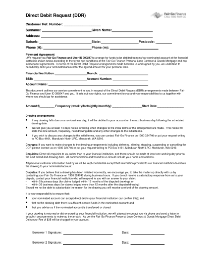 22 Direct Debit Request Form Template - Free To Edit, Download & Print 