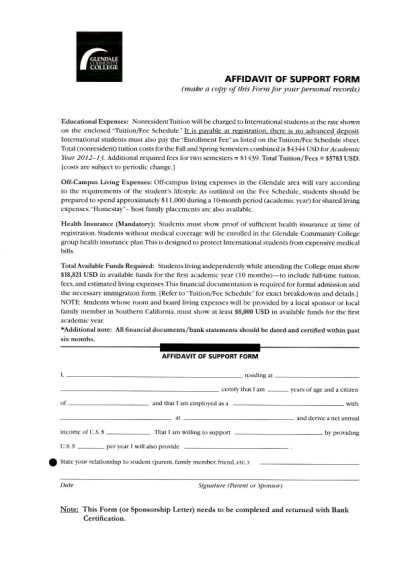 18 Affidavit Of Support Fee Free To Edit Download Print CocoDoc