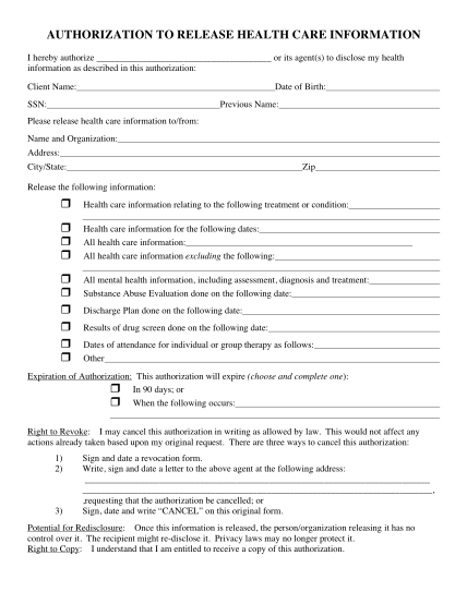 Blank Hipaa Consent Form Printable 3967