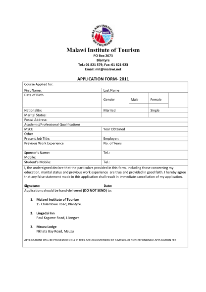 53338205-fillable-malawi-institute-of-tourism-application-form