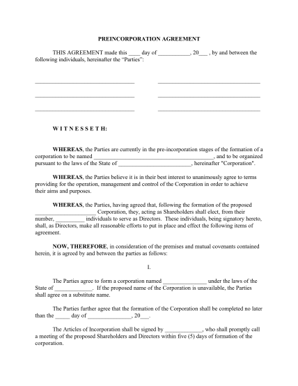 5355676-indiana-pre-incorporation-agreement-shareholders-agreement-and-confidentiality-agreement
