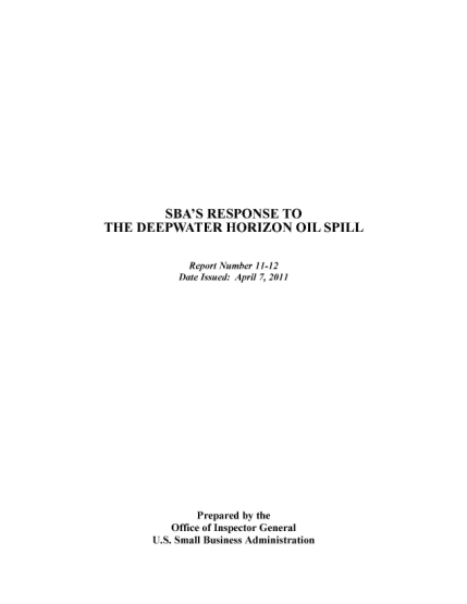 53796-audit-11-12-sbas-res-ponse-to-th-e-deepwater2-0horizon-oil-20spill-sbas-response-to-the-deepwater-horizon-oil-spill-sba-small-business-administration-forms-and-applications-sba
