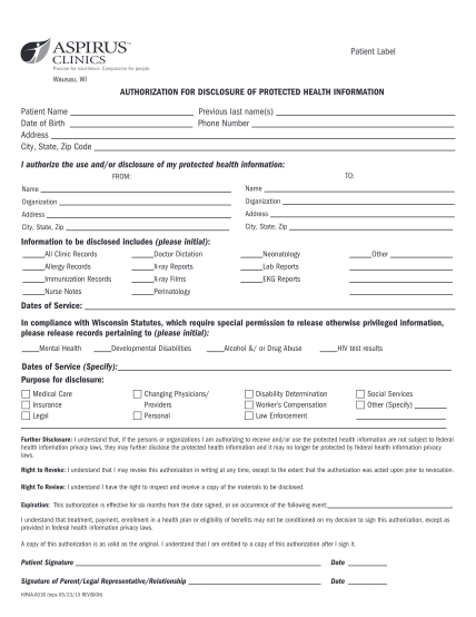 54185330-authorization-for-disclosure-of-protected-aspirus-aspirus