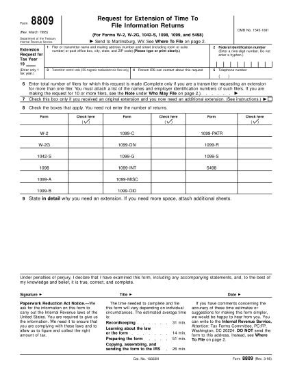 5440647-f8809-1995-request-for-extension-of-time-to-file-information-returns---irs-other-forms-irs
