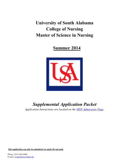 54667433-university-of-south-alabama-college-of-nursing-master-of-science-in-nursing-summer-2014-supplemental-application-packet-application-instructions-are-located-on-the-msn-admissions-page-southalabama
