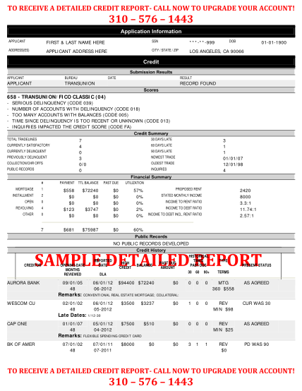 sample credit report transunion