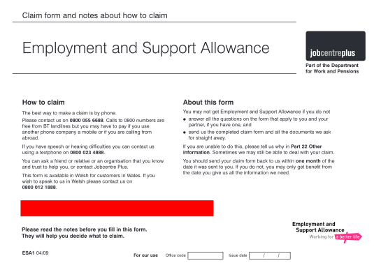 55147973-form-esa1-employment-and-support-allowance-londyneknet-londynek