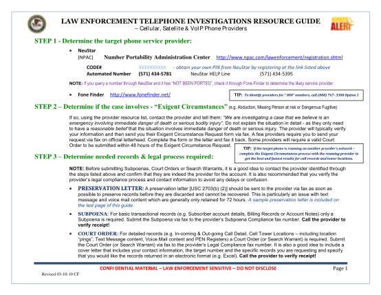 55299290-fillable-law-enforcement-telephone-investigations-resource-guide-form