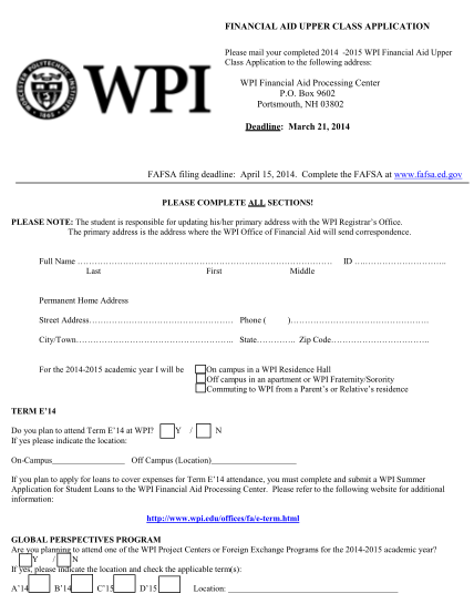 55534147-2014-2015-wpi-financial-aid-upper-class-application-wpi