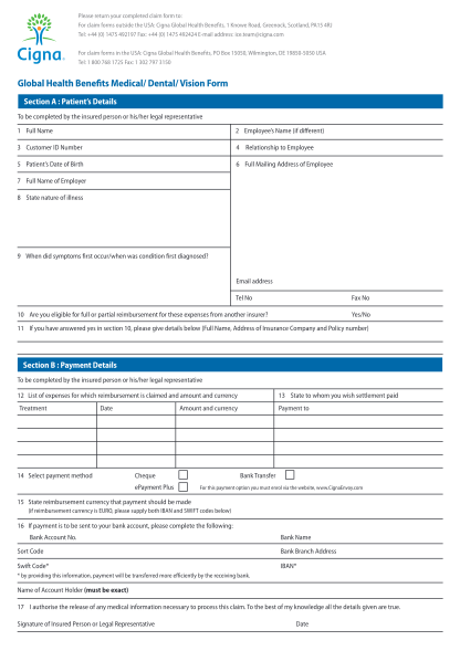 14 Cigna Claim Form Dental Free To Edit Download Print CocoDoc