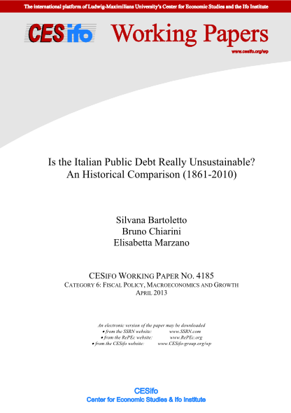 55887724-cesifo-working-paper-no-4185-is-the-italian-public-debt-really-unsustainable-an-historical-comparison-1861-2010-cesifo-group