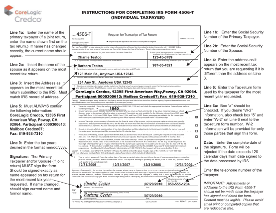 4506 T Form Example Filled Out