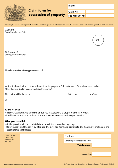 56440104-n5-claim-form-for-possession-of-property