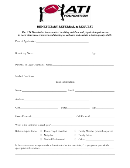 Ati Physical Therapy Referral Form