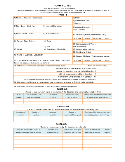 Form 15g Download Fill Online Printable Fillable Blank 44 Off