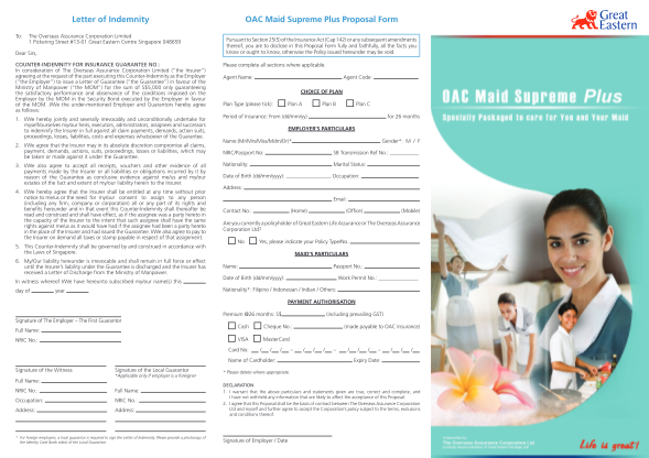 56748142-letter-of-indemnity-oac-maid-supreme-plus-proposal-form