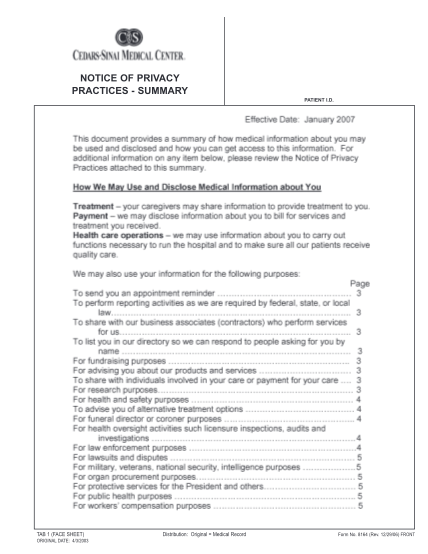 56771400-notice-of-privacy-practices-summary-cedars-sinai-cedars-sinai
