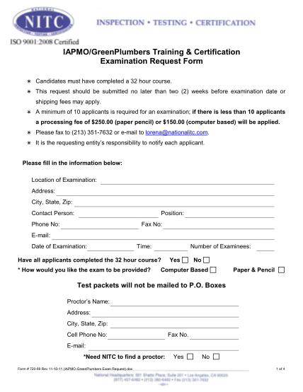 5739964-file010_form720-27_rev-_iapmo_greenplretest_applicati-on-iapmogreenplumbers-training-certification-examination-re-test--other-forms