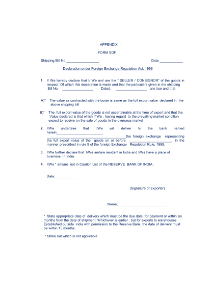 57460416-appendix-i-form-sdf-shipping-bill-no-date-declaration-cwfl