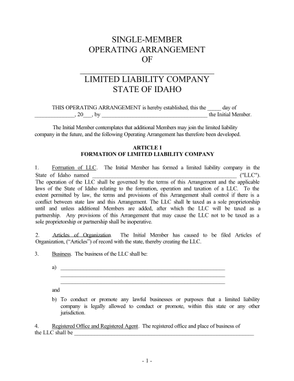 5780249-idaho-single-member-limited-liability-company-llc-operating-agreement
