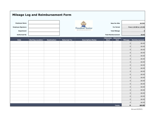 23 Mileage Log With Reimbursement Form - Free To Edit, Download & Print 