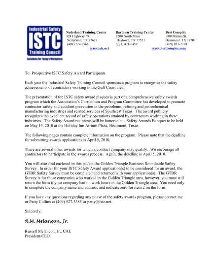 57901954-prospective-istc-safety-award-participants-industrial-safety
