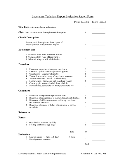 57905130-laboratory-technical-report-evaluation-report-form