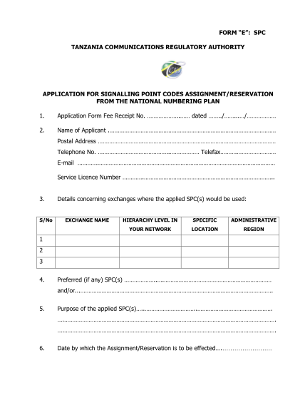 58563489-form-e-spc-tanzania-communications-regulatory-authority