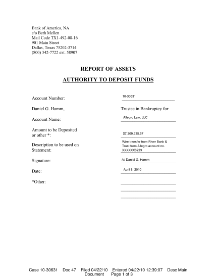 58764758-7-30-09-new-report-of-assets-allegro-law-llc-bankruptcy