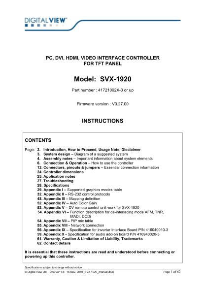 58814093-pc-dvi-hdmi-video-interface-controller-for-tft-panel-model-svx-1920-part-number-41721002x-3-or-up-firmware-version-v0