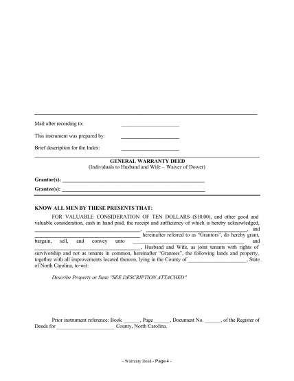 90 general warranty deed form page 4 - Free to Edit, Download & Print ...