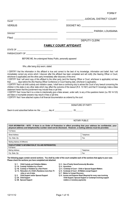 58998636-form-f-family-court-affidavit-12-11-12pdf-22nd-judicial-district-court