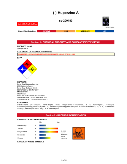 59145447-huperzine-a-sc200183-material-safety-data-sheet-hazard-alert-code-key-extreme-high-moderate-low-section-1-chemical-product-and-company-identification-product-name-huperzine-a-statement-of-hazardous-nature-considered-a-hazardous