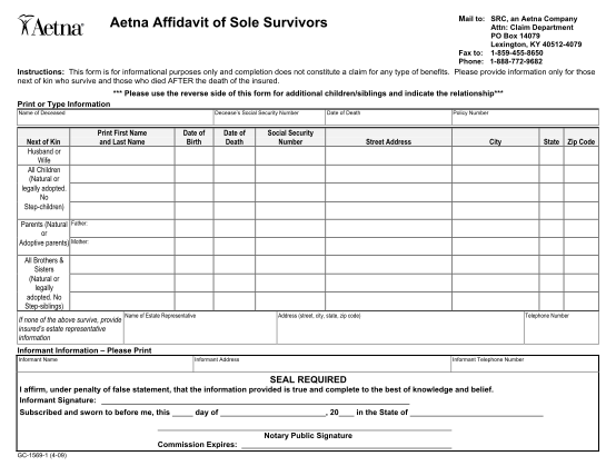 59987395-aetna-affidavit-of-sole-survivors