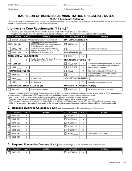 60072058-bachelor-of-business-administration-checklist-122-s-twu
