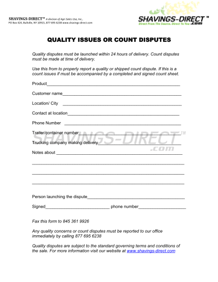 60152649-shavings-direct-quality-issues-or-count-disputes-formdoc