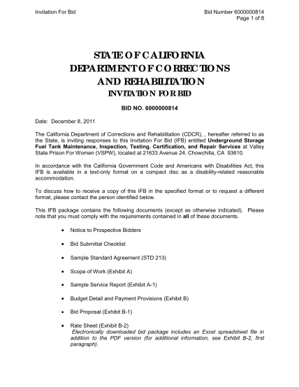 60190068-invitation-for-bid-bid-number-6000000814-page-1-of-8-state-of-california-department-of-corrections-and-rehabilitation-invitation-for-bid-bid-no
