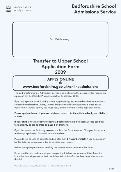 60509212-transfer-to-upper-school-application-form-2009-bedfordshire-bedfordshire-gov
