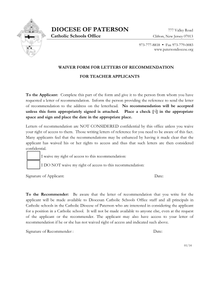 60509461-teacher-reference-waiver-form-pdf-diocese-of-paterson-patersondiocese