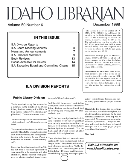 6063042-199812-volume-50-number-6-december-1998-in-this-issue-ila-division-other-forms-idaholibraries
