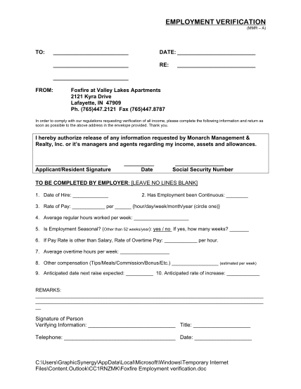 60646663-employment-verification-form-foxfire-at-valley-lakes
