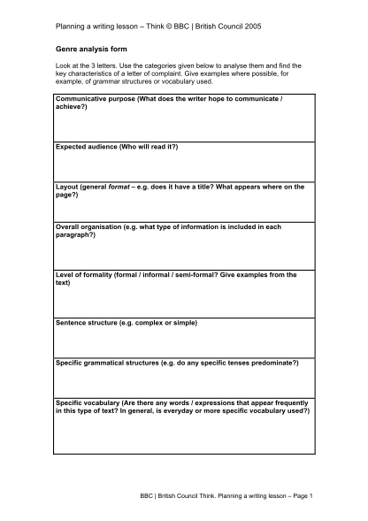 60739780-fillable-bbc-british-council-think-planning-a-writing-lesson-genre-analysis-letters-of-complaint-form