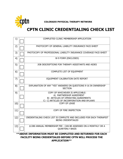 61596953-cptn-clinic-credentialing-check-list-colorado-physical-therapy