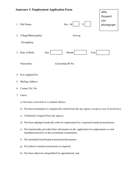61599103-fillable-bhutanpost-job-application-form