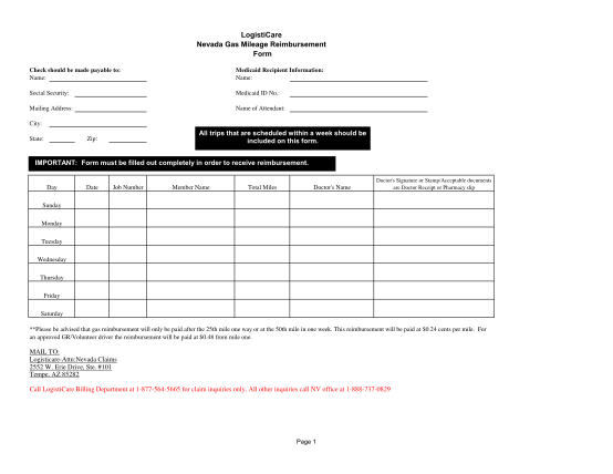 27 Gas Reimbursement Form Free To Edit Download Print CocoDoc