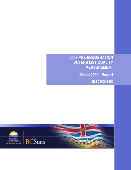 62802995-2009-pre-enumeration-voters-list-quality-measurment-reportdoc-annual-report-elections-bc
