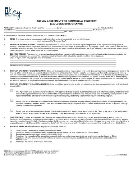 63025161-agency-agreement-for-commercial-property-exclusive-buyertenant-michigan-keyrealtyresources