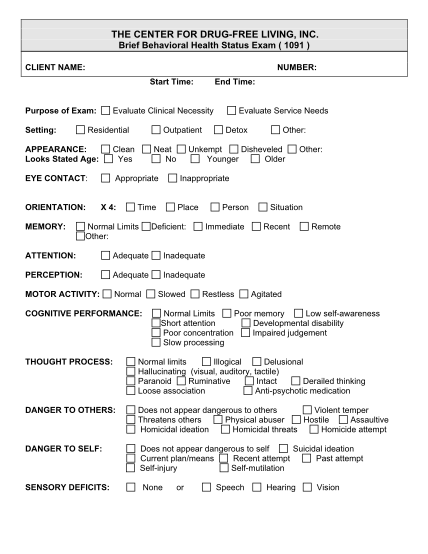 18 Brief Mental Status Exam Mse Form - Free to Edit, Download & Print ...